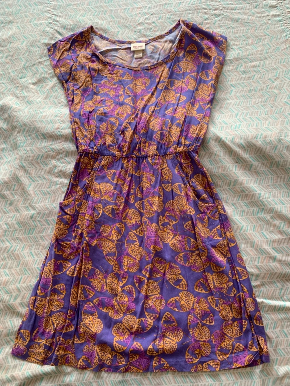 Mossimo Supply Co. Purple & Gold Leaf-Print Mini Dress